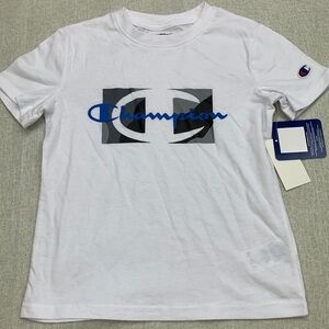 CHAMPION Little Boys Script Over Camo T-shirt Size 7